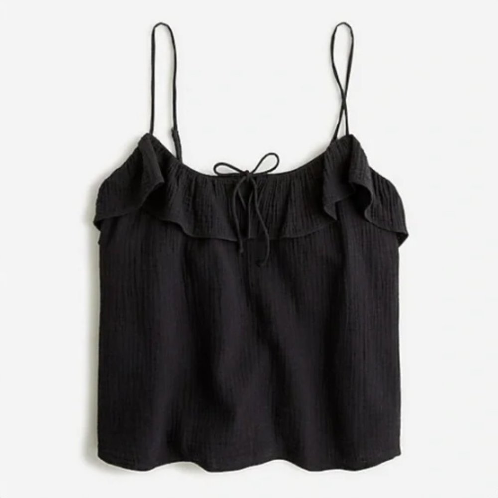 J. Crew Ruffle Soft Gauze Camisole Black Size XXL NEW NWT
